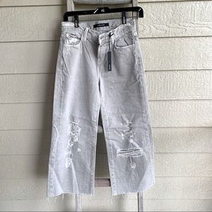 J Brand Light Gray cropped Wide Leg Jeans